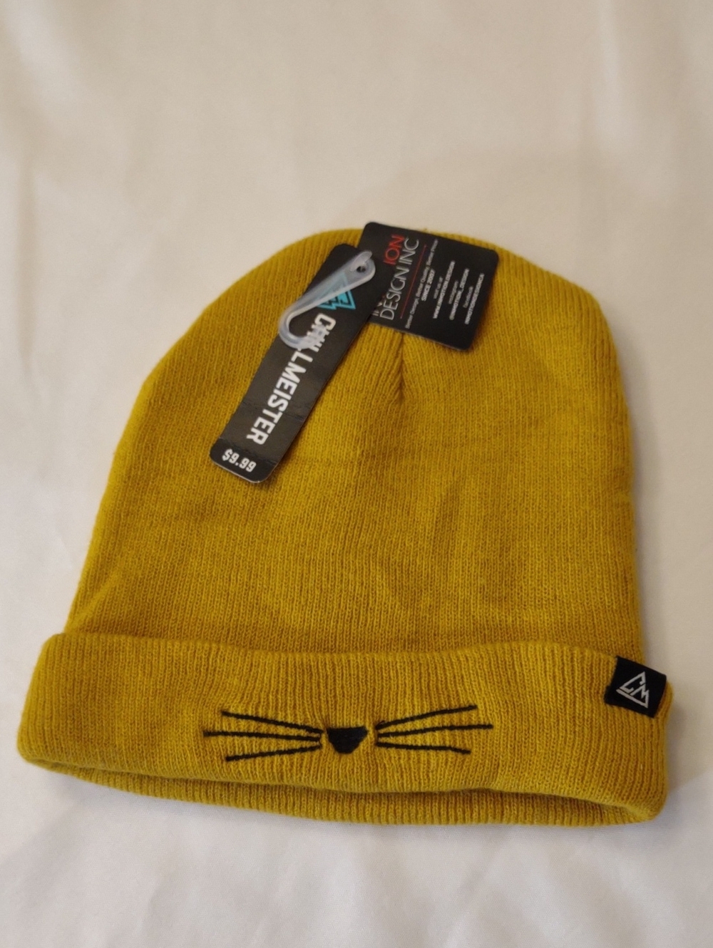 NWT Chillmeister Kids Mustard Yellow Cat Face Knit Beanie